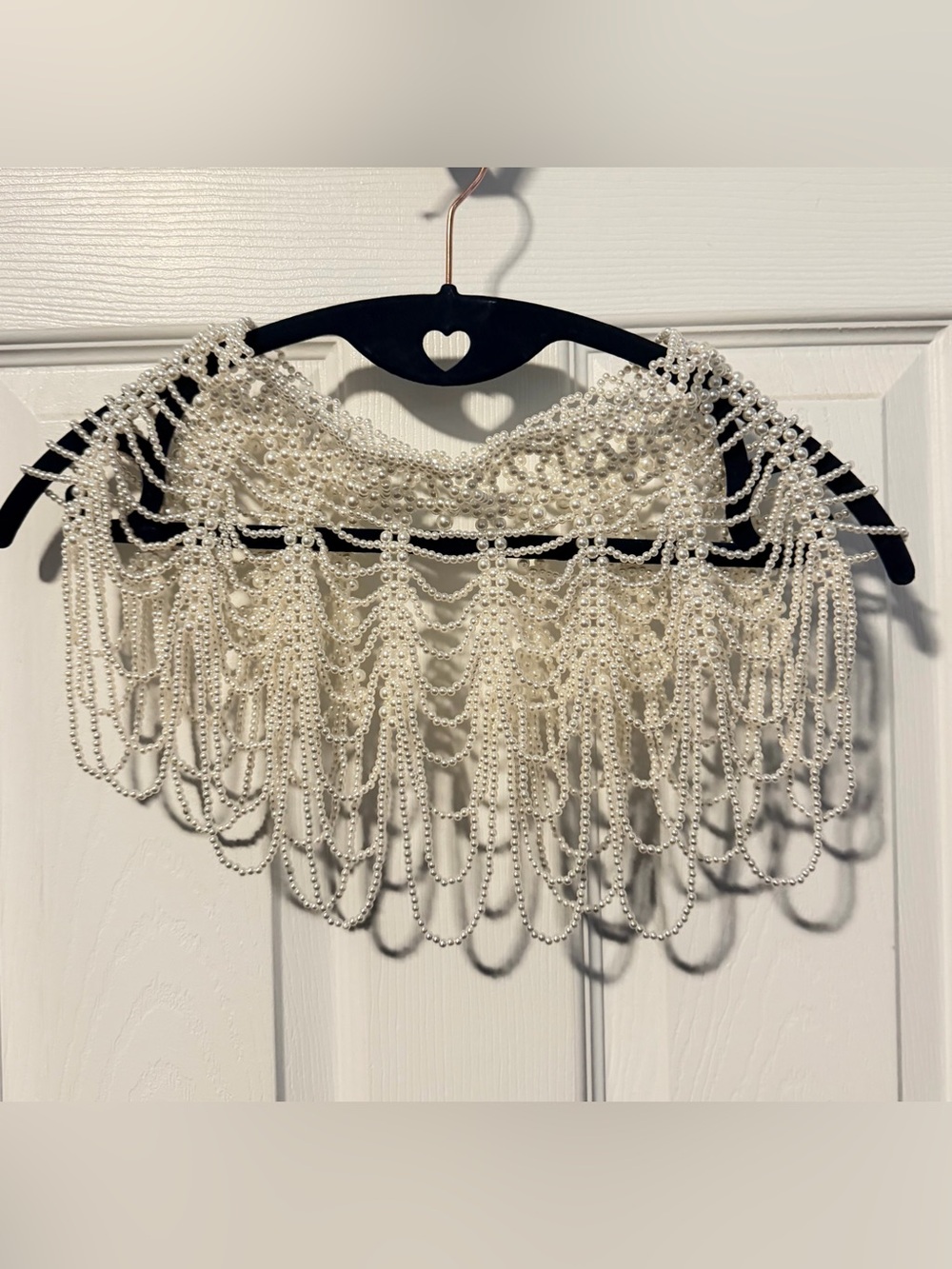 Vintage Statement Faux Pearl Beaded Capelet Shoulder Jewelry Shawl